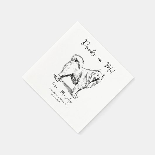 Minimaal en chique | Hond bruiloft servetten (Hoek)