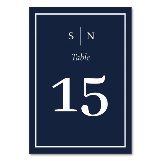 Minimaal en chique | Marine Blauw met Border Weddi Kaart (Voorkant)