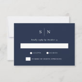 Minimaal en chique marineblauw | Bruiloft RSVP Kaartje (Voorkant)