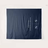 Minimaal en chique | Navy Blue met Monogram bruilo Wandkleed (Voorkant (horizontaal))