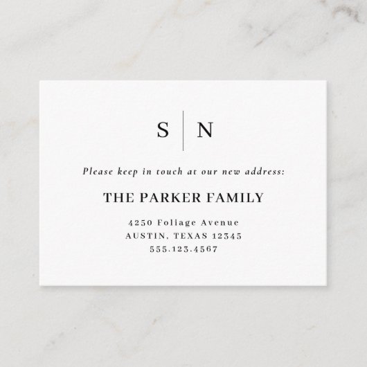 Minimaal en chique | Nieuw adres invoegen Informatiekaartje (Voorkant)