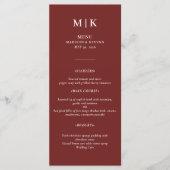 Minimaal en chique | Oranje terracotta bruiloft Menu (Voorkant)