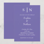 Minimaal en chique | Paarse bruiloft Kaart (Voorkant / Achterkant)