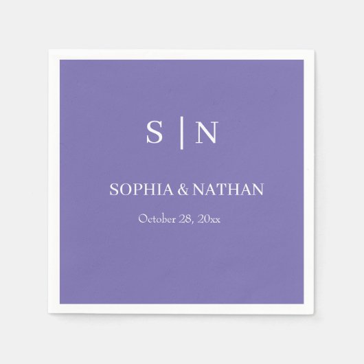 Minimaal en chique | Paarse en witte bruiloft Servet (Voorkant)