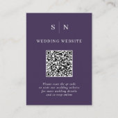 Minimaal en chique | Paarse QR Code Bruiloft Informatiekaartje (Voorkant)