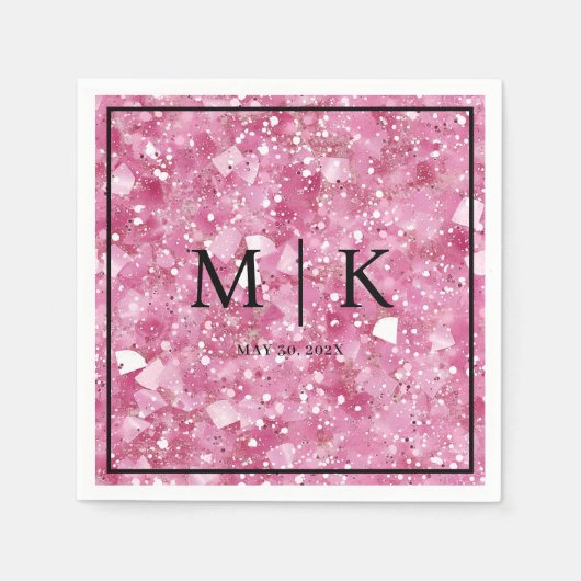 Minimaal en chique | Pastel Roze Glitter bruiloft Servet (Voorkant)