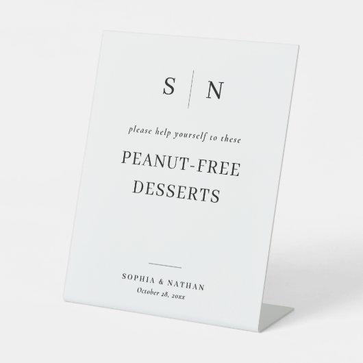 Minimaal en chique | Pindavrije desserts Bruiloft Reclamebord Met Voetstuk (Voorkant)