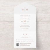 Minimaal en chique | QR Code Trouwen Gouden Folie All In One Uitnodiging (Binnenkant)