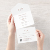 Minimaal en chique | QR Code Trouwen Gouden Folie All In One Uitnodiging (Uittrekbaar)