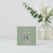 Minimaal en chique | Sage Green en White QR Code Informatiekaartje (Staand voorkant)