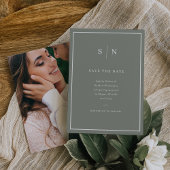 Minimaal en chique | Sage Groen en Wit met Foto Save The Date