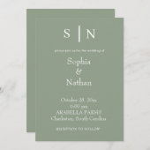Minimaal en chique | Sage Groene Bruiloft Kaart (Voorkant / Achterkant)