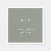 Minimaal en chique | Sage Groene Bruiloft Servet (Voorkant)