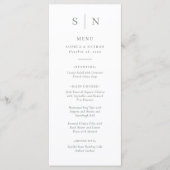 Minimaal en chique | Sage Groene en Witte Bruiloft Menu (Voorkant)