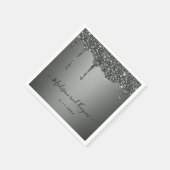 Minimaal en chique | Silver Grey Glitter Wedding Servet (Hoek)