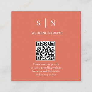 Minimaal en chique   Terracotta en witte QR-code Informatiekaartje