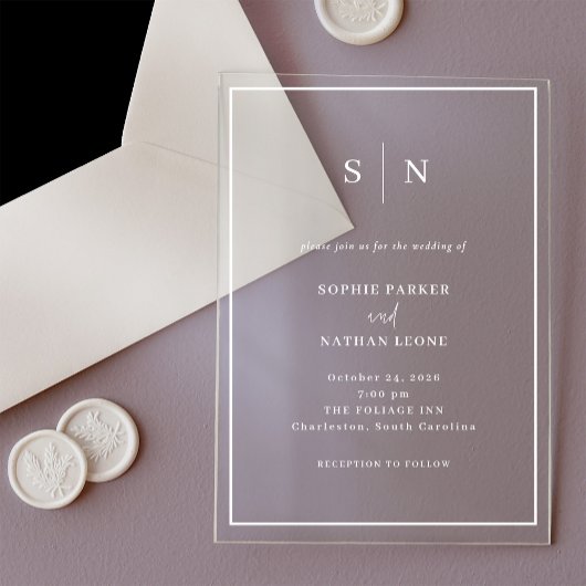 Minimaal en chique | White Border Wedding Acryl Uitnodigingen