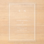 Minimaal en chique | White Border Wedding Acryl Uitnodigingen (Voorkant)