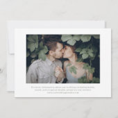 Minimaal en chique | Wit met Sage Foto Bruiloft Kaart (Achterkant)