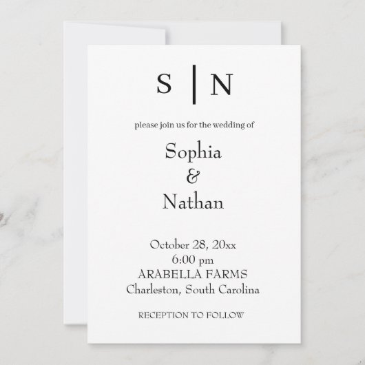 Minimaal en chique | Witte bruiloft Kaart (Voorkant)