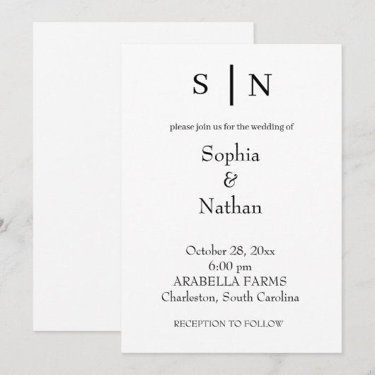 Minimaal en chique | Witte bruiloft Kaart (Voorkant / Achterkant)