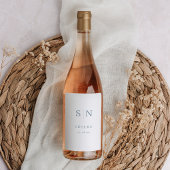 Minimaal en chique | Witte en blauwe monogram juic Wijn Etiket