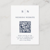 Minimaal en chique | Witte en Navy QR Code Wedding Informatiekaartje (Voorkant)