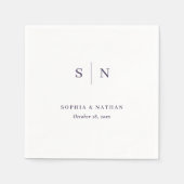 Minimaal en chique | Witte en Paarse bruiloft Servet (Voorkant)