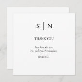Minimaal en chique | Witte en zwarte bruiloft Bedankkaart (Voorkant / Achterkant)