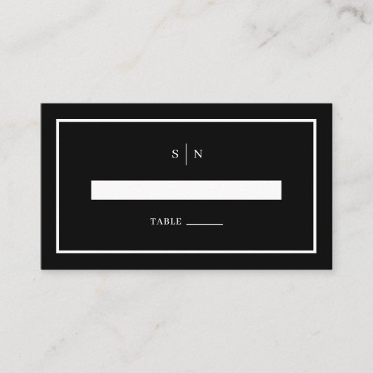 Minimaal en chique | Zwart Bruiloft Flat Plaatskaartje (Voorkant)