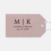 Minimaal en chique | zwart en roze bruiloft cadeaulabel (Voorkant (Horizontaal))