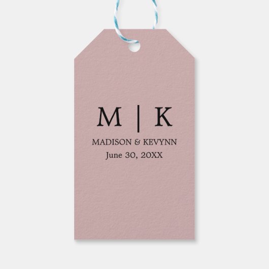 Minimaal en chique | zwart en roze bruiloft cadeaulabel (Achterkant)