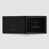 Minimaal en chique | Zwart met witte grens bruilof Gastenboek (Volledig)