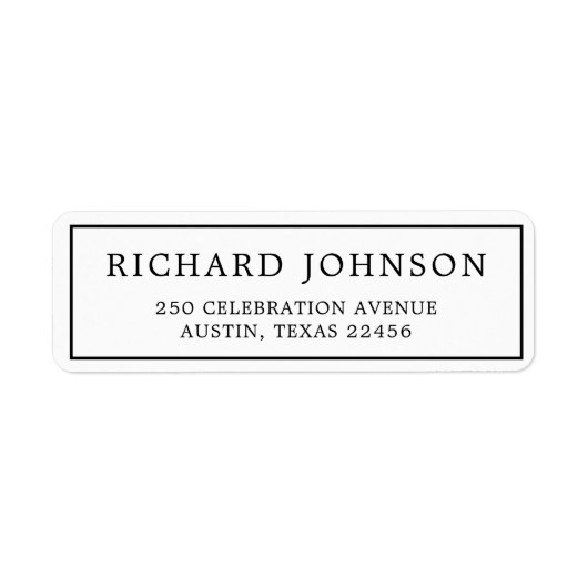 Minimaal en chique | Zwart retouradres-label Etiket (Voorkant)