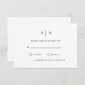 Minimaal en chique | Zwart-wit bruiloft RSVP Ca (Voorkant / Achterkant)