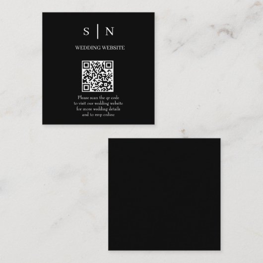 Minimaal en chique | Zwart-wit QR-code Informatiekaartje (Voorkant / Achterkant)