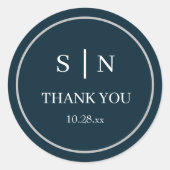 Minimaal en chique | Zwarte bruiloft bedankpas Ronde Sticker (Voorkant)