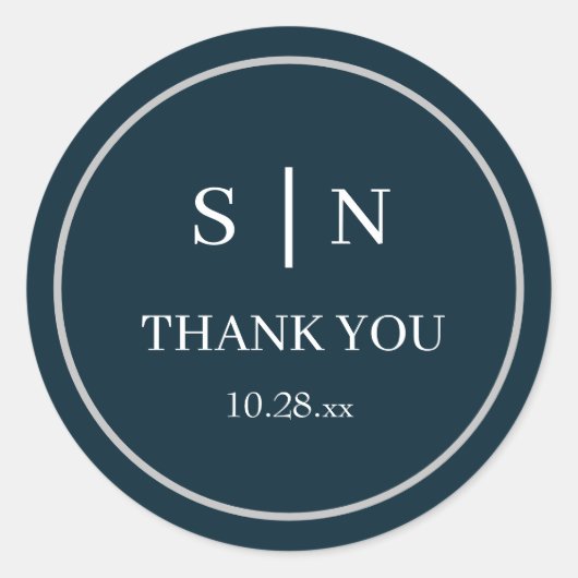 Minimaal en chique | Zwarte bruiloft bedankpas Ronde Sticker (Voorkant)