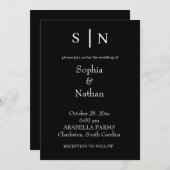 Minimaal en chique | Zwarte huwelijksenvelop Kaart (Voorkant / Achterkant)