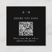 Minimaal en chique | Zwarte QR Code Deel de Liefde Informatiekaartje (Voorkant)