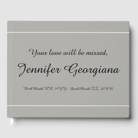 Minimaal en eenvoudig begrafenisgastenboek gastenboek (Voorkant)