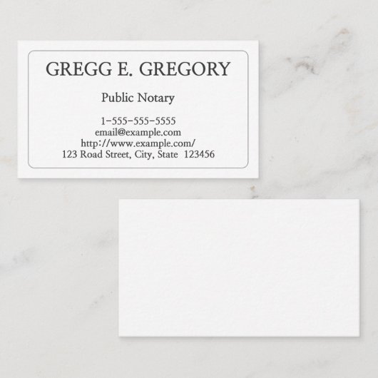 Minimaal en eenvoudig openbaar notarieel Visitekaa Visitekaartje (Voorkant / Achterkant)