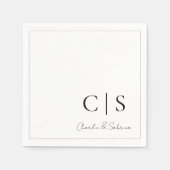 Minimaal en Klassiek Monogram Bruiloft Servet (Voorkant)