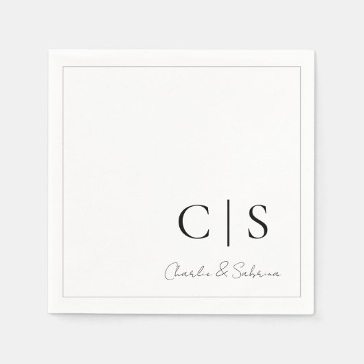 Minimaal en Klassiek Monogram Bruiloft Servet (Voorkant)
