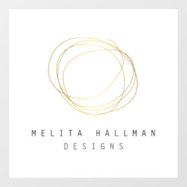 Minimaal en modern gouden ontwerp Scribble-logo  Raamsticker