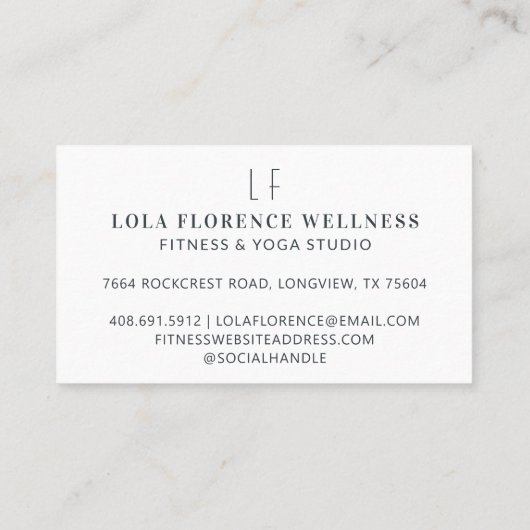 Minimaal en professioneel door Yoga Studio Fitness Visitekaartje (Achterkant)