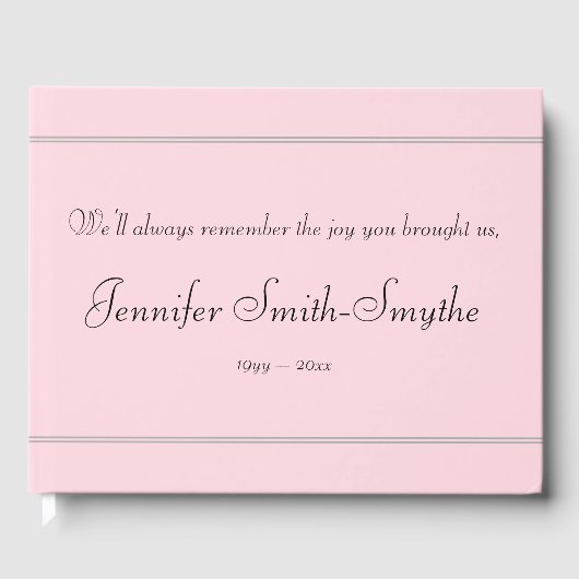 Minimaal en respectabel Memorial Guest Book Gastenboek (Voorkant)