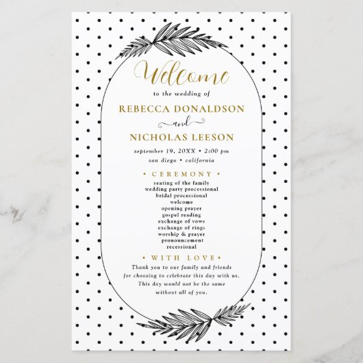 Minimaal en Script Calligraphy Wedding Program (Voorkant)