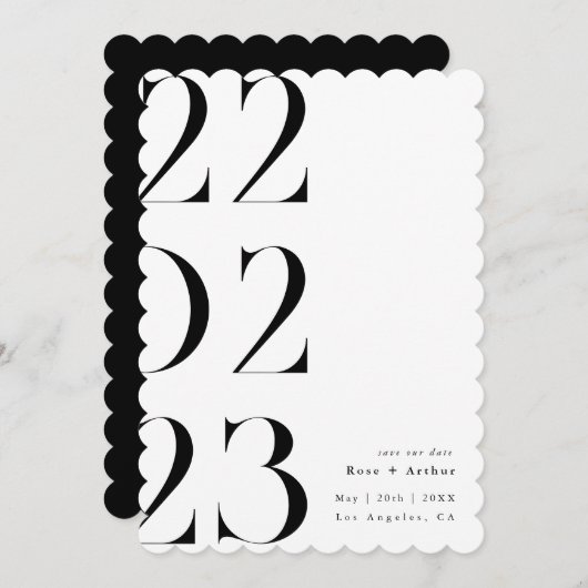 Minimaal en zwart-wit Opslaan datum Kaart (Voorkant / Achterkant)