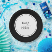 Minimaal en zwart withuwelijk papieren bordje (Feest)